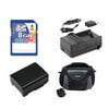 Canon FS200 Camcorder Accessory Kit includes: SDBP808 Battery, SDM-1503 Charger, SDC-26 Case, KSD48GB Memory Card