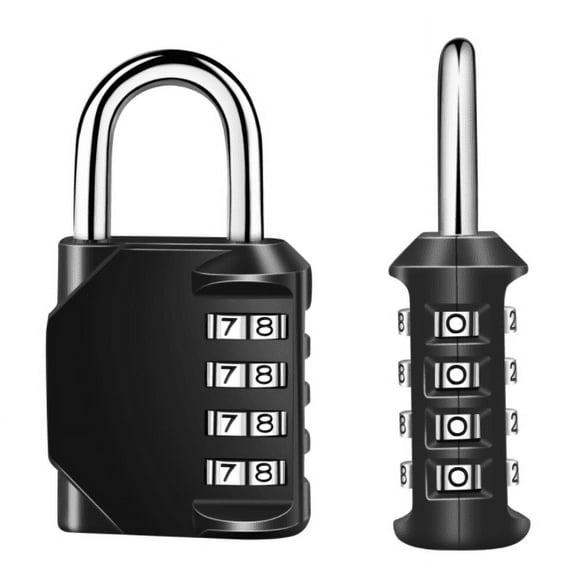 Long shackle combination lock, 4 digit password outdoor waterproof padlock, suitable for school gym lockers, fences, gates, tool boxes black and red