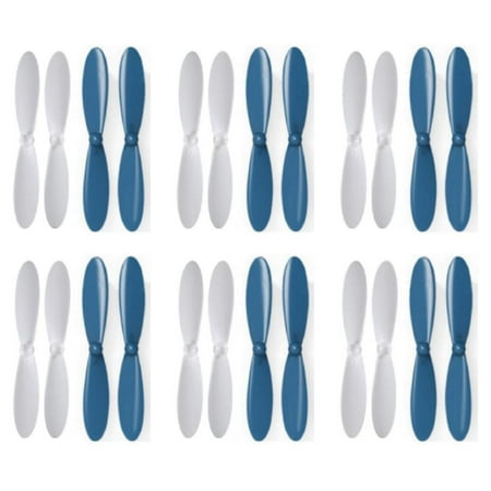 HobbyFlip Blue White Propeller Blades Props Propellers Compatible with Hubsan X4 H107D 6 Pack