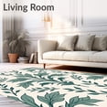 thumbnail image 2 of ODIKA 3'x5' Machine Washable Non-Slip Area Rug, Distressed Botanical Vine with Classical Damask High Traffic Rug, Teal, 658269, 2 of 7