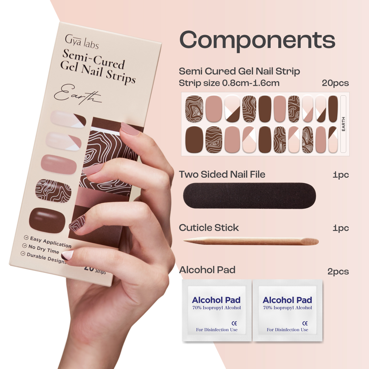 Gya Labs Nagelsticker Set – 20 Stück, Halbgehärtete Gel-Nagelstreifen – Langlebig & Wasserdicht – Für Nail Art & Besondere Anlässe