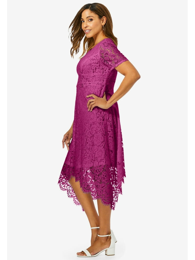 Jessica London Women's Plus Size Lace Handkerchief Dress - Walmart.com