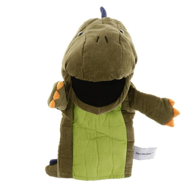Marioneta de mano de dinosaurio T-Rex de tela suave con boca móvil, juguete para niños Verde