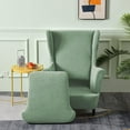 thumbnail image 5 of TOPCHANCES Jacquard Wingback Chair Slipcovers, 2-Piece Stretch Spandex Wing Chair Covers, Waterproof Wingback Armchair Sofa Slipcover for Living Room Bedroom ( Green ), 5 of 7