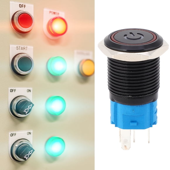 Símbolo LED De Interruptor De Metal De 16 Mm, 5 Pines, Fácil De Usar, Interruptor IP65 Con Alto Rendimiento, Óxido Negro De Acero Inoxidable