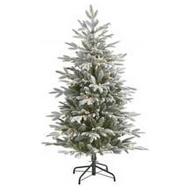 Nearly Natural T1974 4.5 ft. Flocked Manchester Spruce Artificial Christmas Tree with 100 Lights & 357 Bendable Branches