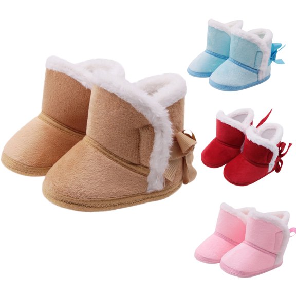 Gyratedream Newborn Toddler Lace Up Warm Snow Boot Winter Outdoor Shoes Baby Girls First Walkers Anti-slip Shoes for 0-18M