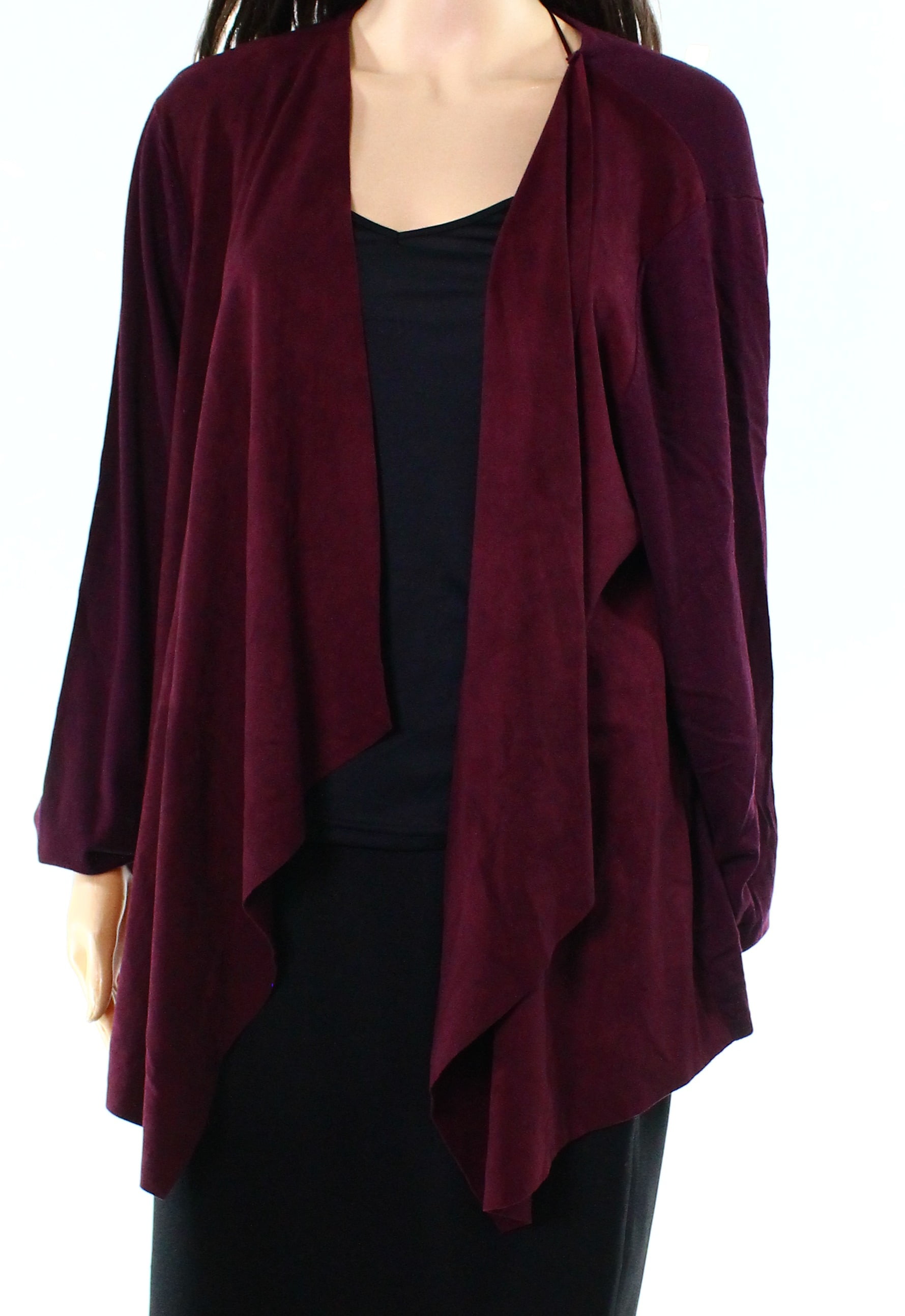 INC NEW Red Womens Size 3X Plus Cardigan Faux-Suede Open-Front Sweater - Walmart.com