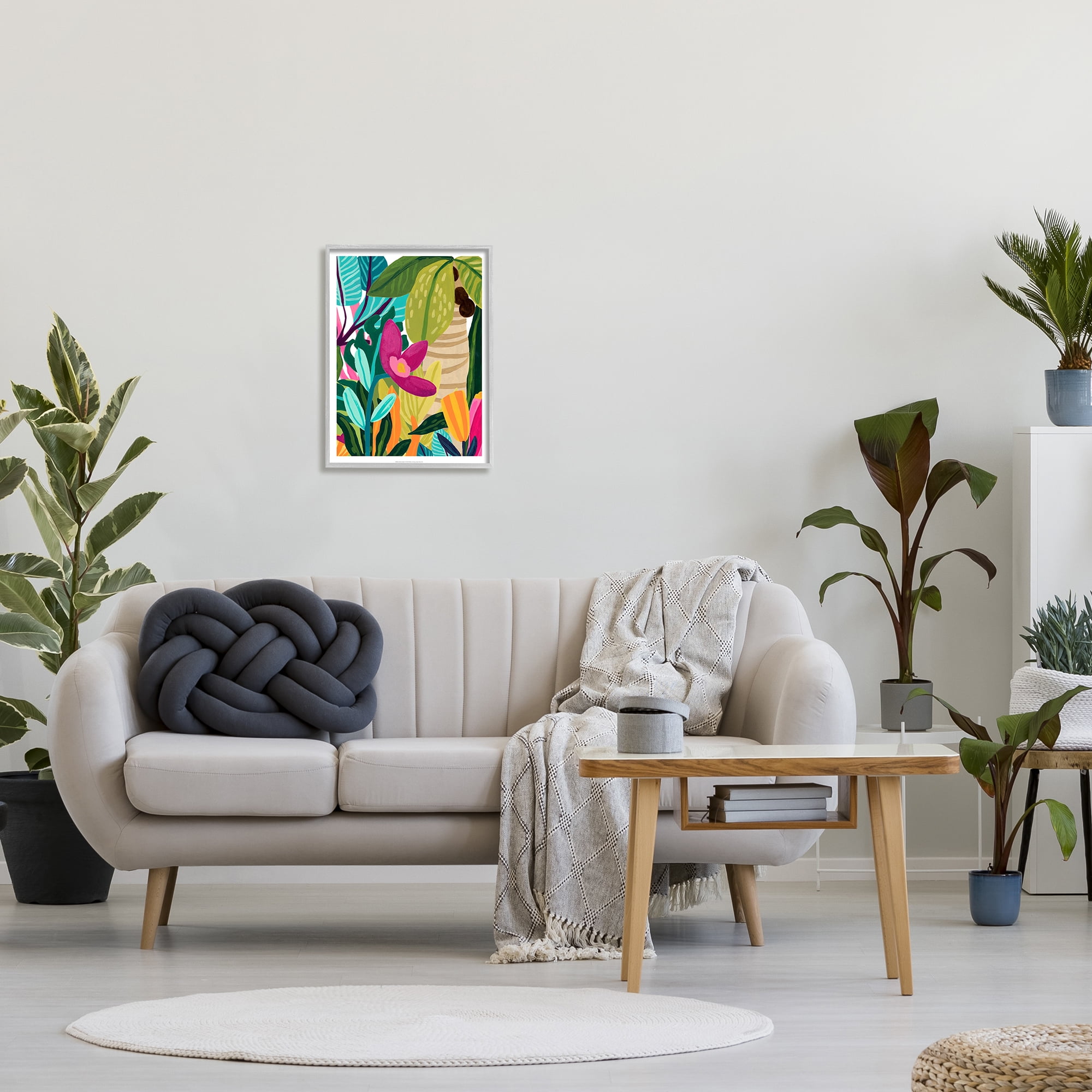 Stupell Island Thicket Bold Tropical Plants Botanical & Floral Painting Gray Framed Art Print Wall Art