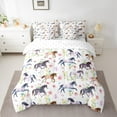 thumbnail image 2 of Manfei Horse Racing Child Twin Bedding Sets 7-Piece, Rustic Farmhouse Animal Bedding Comforter Set, Watercolor Floral Reversible Sheet Sets, Super Cozy Room Decor, 2 of 7