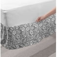 thumbnail image 2 of Monochrome Bed Skirt, Doodle Composition with Swirls and Curves Nature Themed Petals, Elastic Bedskirt Dust Ruffle Wrap Around for Bedding Decor, 4 Sizes, Charcoal Grey and White, by Ambesonne, 2 of 2