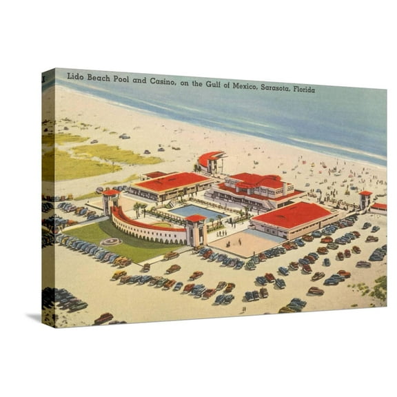 Art.com Lido Beach, Casino, Sarasota, Florida Stretched Canvas Print Wall Art, 24" x 16"