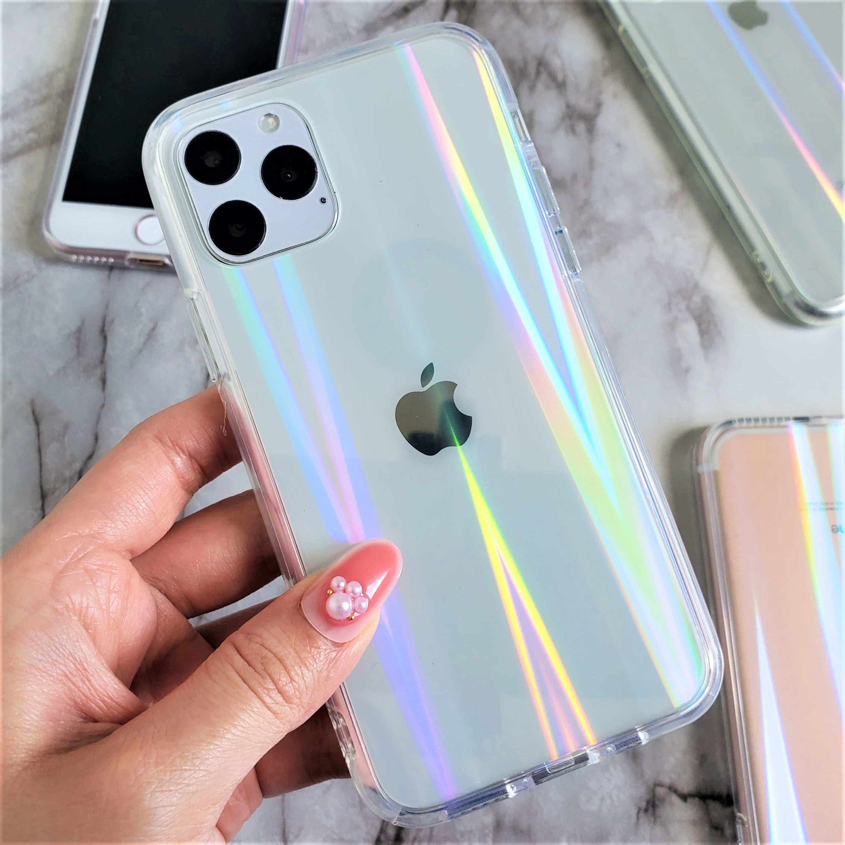 Nama Cases iPhone 11 Pro 5.8 inch Clear Holographic Laser Rainbow Cover Phone Case