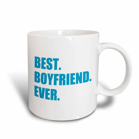 3dRose Blue Best Boyfriend Ever text anniversary valentines day gift for him, Ceramic Mug,