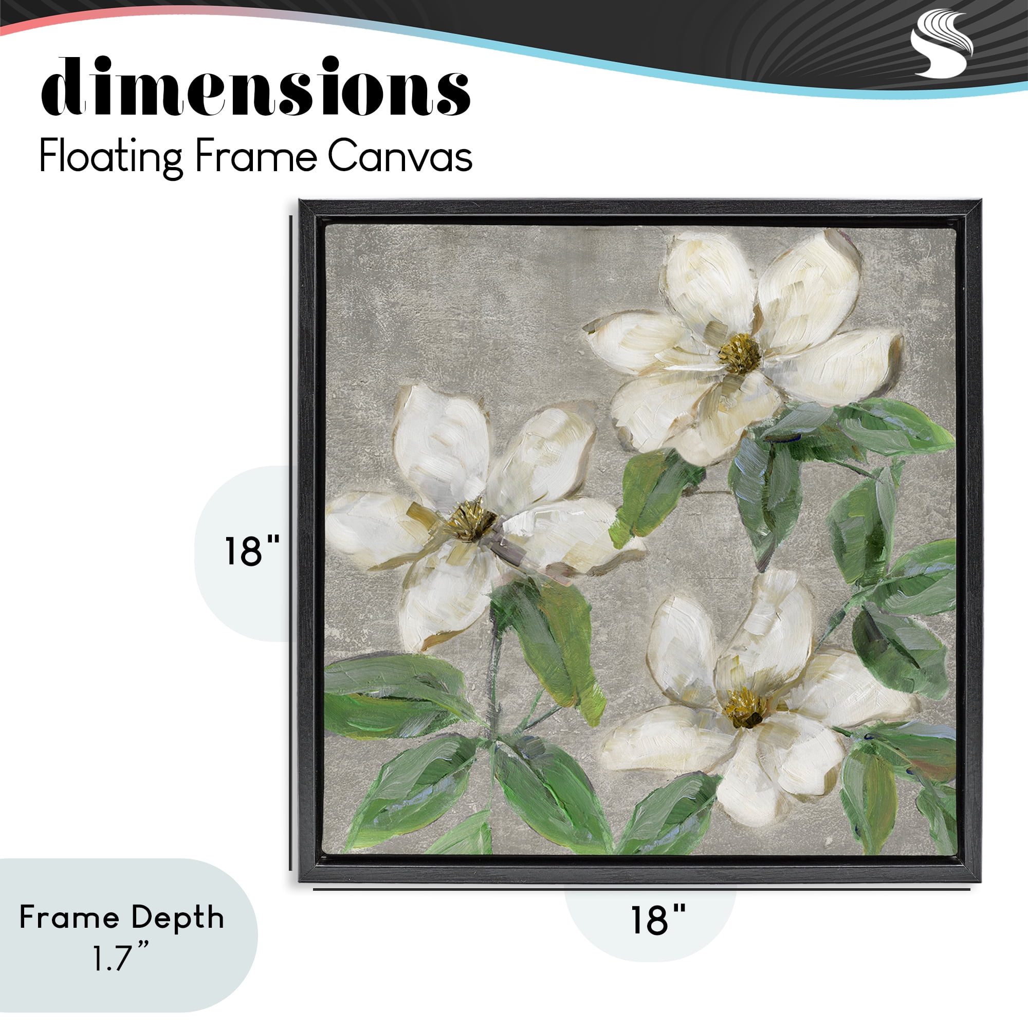 Stupell Industries Ivory Magnolia Trio Black Framed Floater Canvas Wall Art, design by Sally Swatland