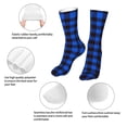 thumbnail image 3 of Cauagu Buffalo Plaid Blue Black Pattern Fun Novelty Crew Socks,Casual Athletic Socks Neutral Socks Cozy Crew Socks Christmas Gift, 3 of 7