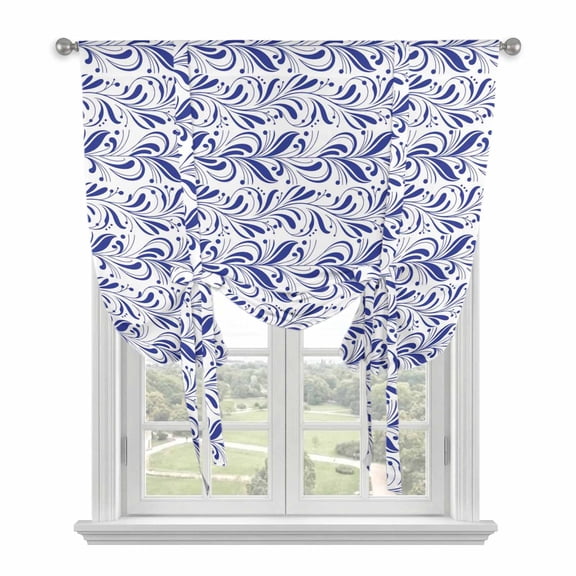 Purple Flower Pattern Balloon Curtains for Windows, Bedroom Curtains 54 Inch Length, Vintage Floral Botanical Simple Tie Up Curtains Panels Thermal Insulated Bathroom Curtains Window 42"x54"