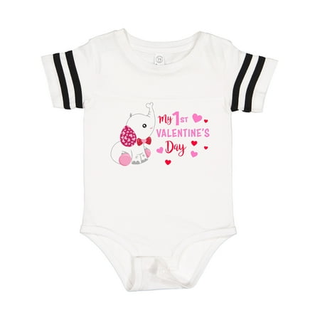 

Inktastic My 1st Valentine s Day with Elephant Gift Baby Girl Bodysuit