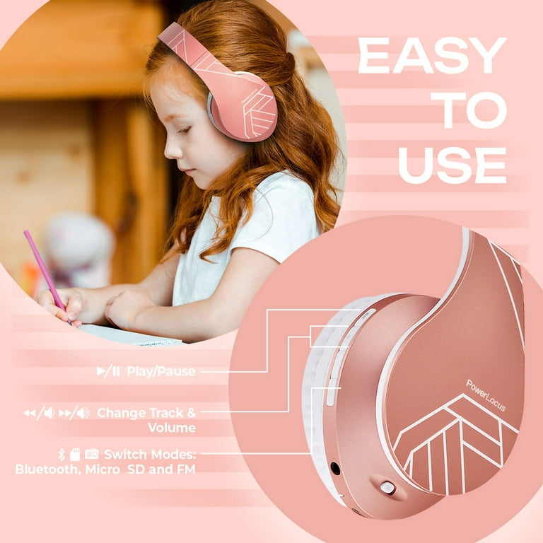PowerLocus Casque Bluetooth Enfant, P2 Casque Audio pour Enfants avec  Volume limité à 85db, Écouteurs sans Fil et Filaires, Casque Pliable et  Réglable, Confortable, avec Micro intégré, Micro SD Slot : 