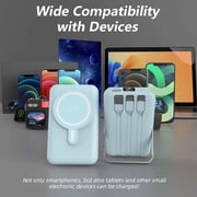 10000mAh Magnetic Power Bank, Foldable Wireless Portable Charger with LED Display, with Type-C Cable, Supports Fast Charging and Lightning Input Charges Smartphones Android