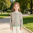 thumbnail image 2 of Pandaie Kid Girls Leopard Knit Cardigan Round Neck Button Front Jacket Toddler Fall Layering Wear Sweater Light Green,7-8 Years, 2 of 5