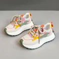 thumbnail image 2 of Women's Multicolor Patchwork PU Platform Sneakers, Lace-Up Casual Shoes, 2 of 7