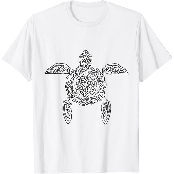 Sam Soft Celtic Sea Turtle Abstract Animal Design T-Shirt