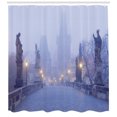 thumbnail image 3 of Ambesonne Urban Shower Curtain, Morning Print Prague Streets, 69"Wx75"L, Mustard and Lavender Blue, 3 of 3