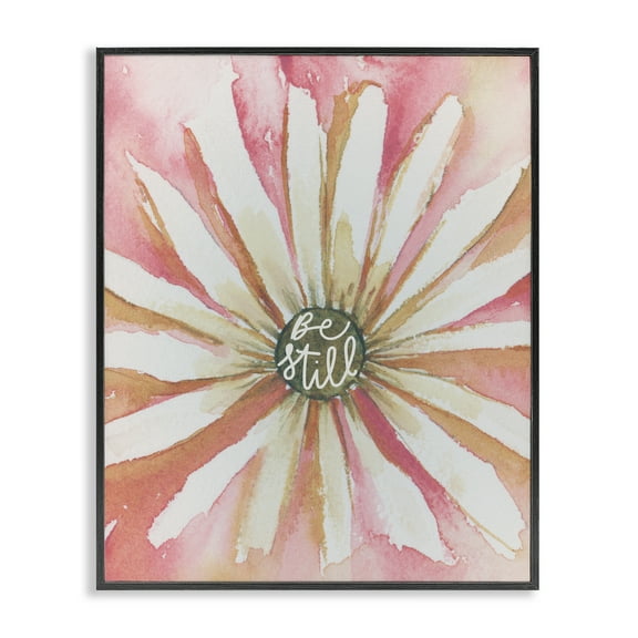 Stupell Industries Daisy Petals on Pink Botanical & Floral Painting Black Framed Art Print Wall Art, 11 x 14