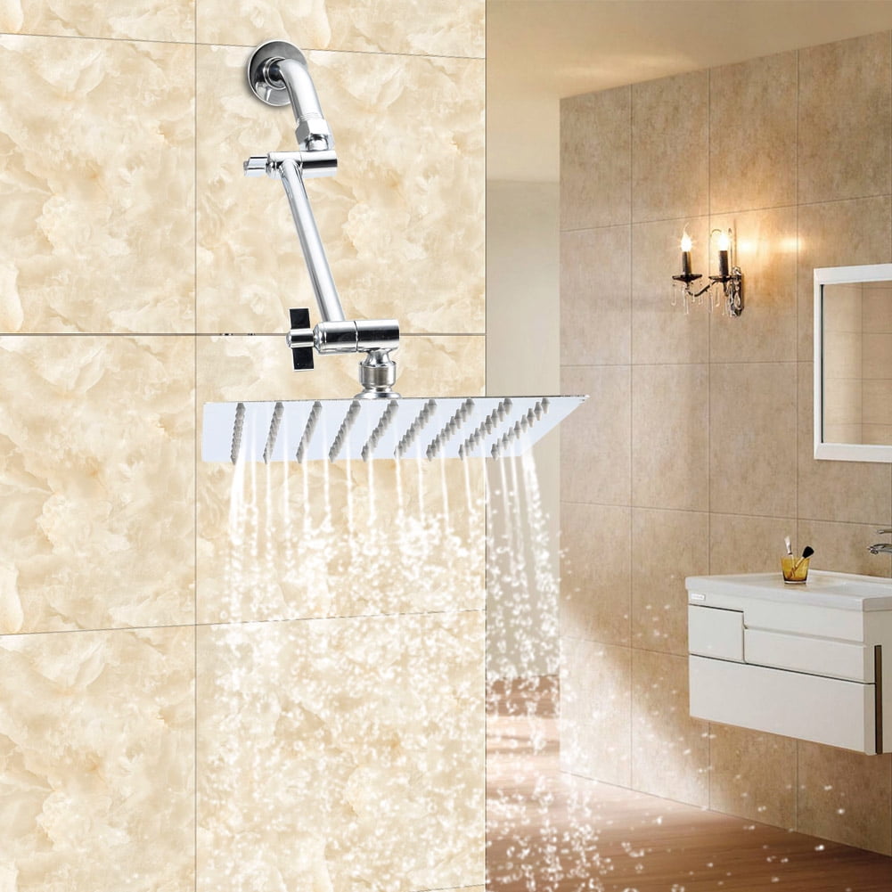 HotelSpa 8-Inch Stainless Steel Square Rainfall Shower Head with Extension Arm