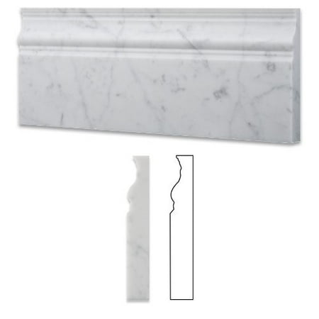 Italian White Carrara Marble - italian carrara white marble honed 5 x 12 baseboard - lot of 50 pcs.