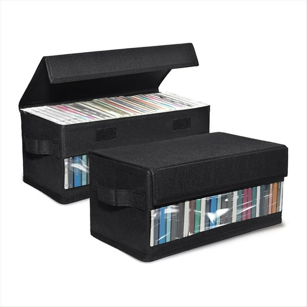 Cajas para Guardar CD (Paquete de 2), Estuches para CD, Capacidad para 32 CD en Estuches Completos y 60 CD en Estuches Delgados.