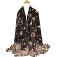 thumbnail image 5 of BEMS-Bufandas de mujer Bufandas y bufandas con estampado floral de pájaros de algodón ligero para chal de otoño-AmarilloNegro, 5 of 5