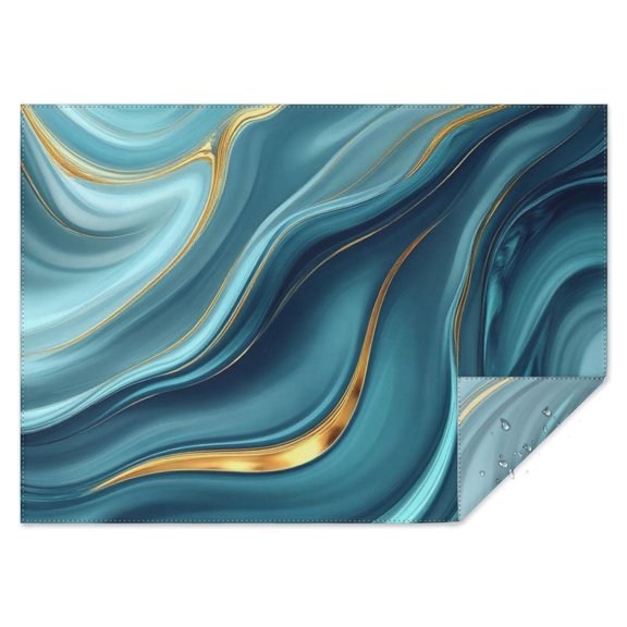 Blue Gold Marble Pattern Rectangle Tablecloth 60"x84",Waterproof Polyester Rectangle Table Cloth, Wipeable Spillproof Polyester Tablecloth for Dining, Camping, Indoor and Outdoor