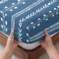 thumbnail image 3 of King Size Fitted Sheet Set - Blue Striped 3 Piece Bedding Sets 16" Deep Pocket Fitted Sheet with 2 Pillowcases, Modern Minimalist Lines Pattern Blue Brushed Microfiber Hotel Luxury Bed Sheets, 3 of 9