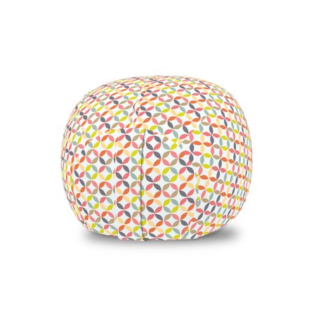 Geometric Circle Storage Toy Bag Chair  Ornamental Vintage Design Connected Arcs Intersecting Centre Discs Design  Stuffed Animal Organizer Washable Bag  Small Size  Multicolor  by Ambesonne