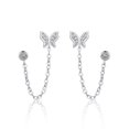 thumbnail image 1 of Pendientes de cadena de dos agujeros para mujer, pendientes de mariposa, doble perforación, pendientes de cadena con borlas drapeadas simples, cartílago, cadena de mariposa, pendientes de borla, 1 of 5