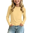 thumbnail image 3 of THDHVS Girls Shirts,Girls Solid Round Neck Long Sleeve T Shirt Lightweight Casual Top,Long Sleeve Shirts for Girls 5-6 Years, 3 of 10
