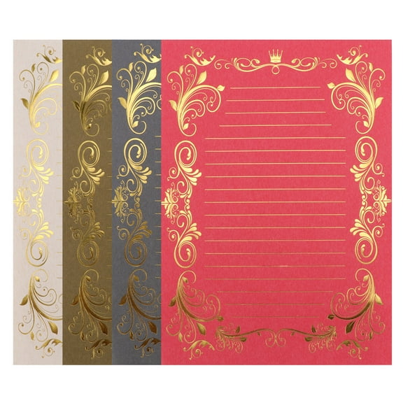 FRCOLOR  4 Sets Transparent Lined Stationery Hot Stamping Letter Paper Smooth