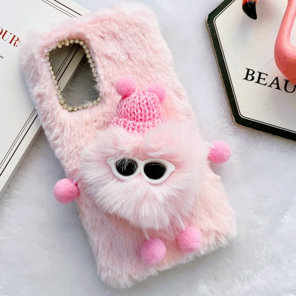 Galaxy A53 5G Case, Dteck Girly Faux Fur Case Fluffy Furry Shockproof Protective Phone Cover for Samsung Galaxy A53 5G,Pink