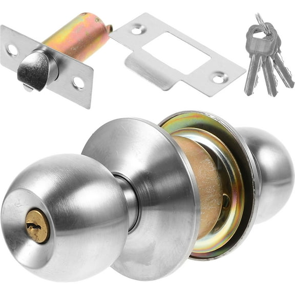 Worgeous 1 Set Room Door Lock Metal Knob Lock Practical Spherical Lock Bedroom Door Lock and Key