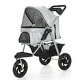 thumbnail image 5 of Three Wheel Folding Pet Stroller, Dog Jogger Travel Cats Carrier Adjustable Canopy Storage Brake Mesh Window, 5 of 5