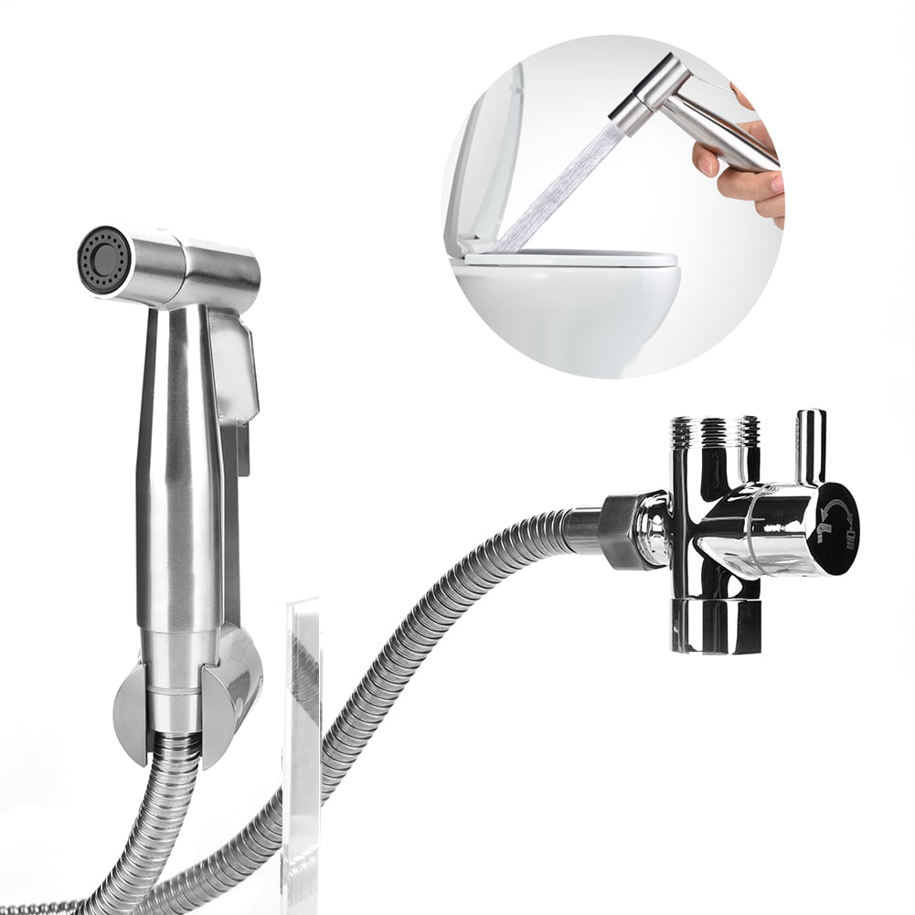 Handheld Bidet Adapter Hose Kit Stainless Steel Spray Shower Head Toilet Kits 