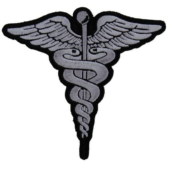 Medic Symbol Patch BW - 4x3.8 inch. Embroidered Iron on Patch (P5465)