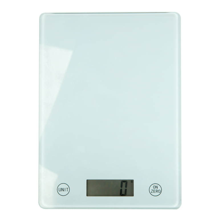 Kitchen Details Tempered Glass Food Scale, Grams and Ounces, White