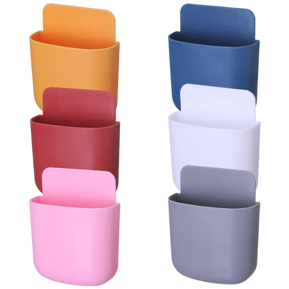ibasenice 6pcs Wall Mounted Cell Phone Organizer Storage Gray for Household Users in Bedroom