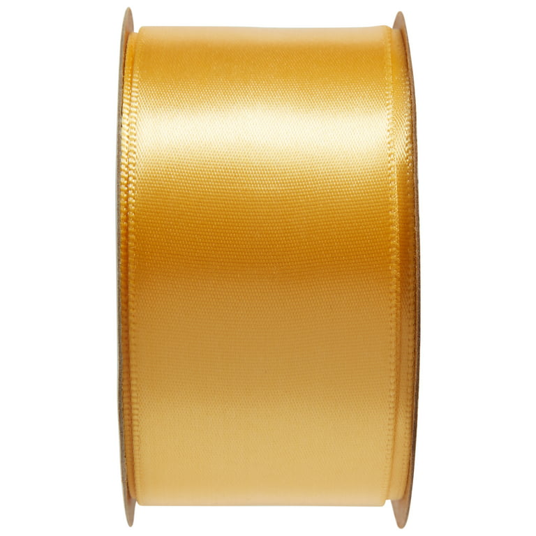 7/8x100 yard Gold Yellow Polyester Satin Gift Ribbon - Pack of 10 Rolls