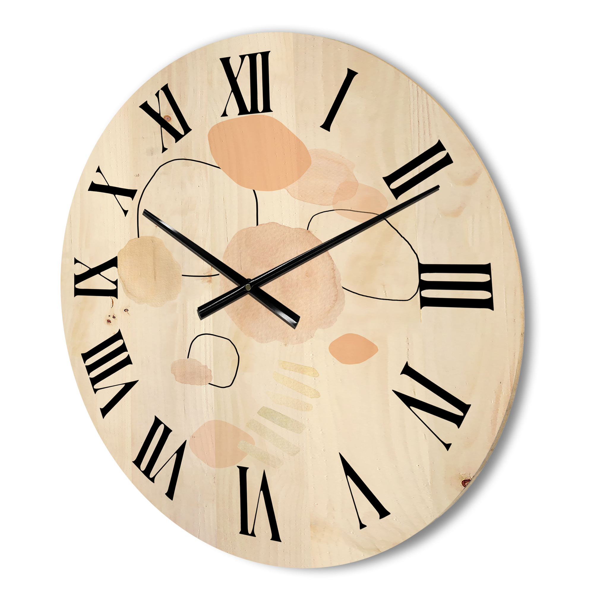 Designart 'Watercolour Stains On White' Shabby Chic Wood Wall Clock