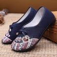 thumbnail image 3 of Floral Embroidered Dress Shoes for Women Comfortable Wide Toe Box Loafers Lightweight Canvas Casual Mary Jane Ballet Flat Blue Size 9, 3 of 6