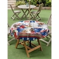 thumbnail image 4 of Outdoor Tablecloth with Umbrella Hole for Patio/Picnic/Party/Camping, Independence Day Waterproof Table Cloth Round Cover Washable, American Flag Star Floral Gray Wood (Dia 54"), 4 of 9